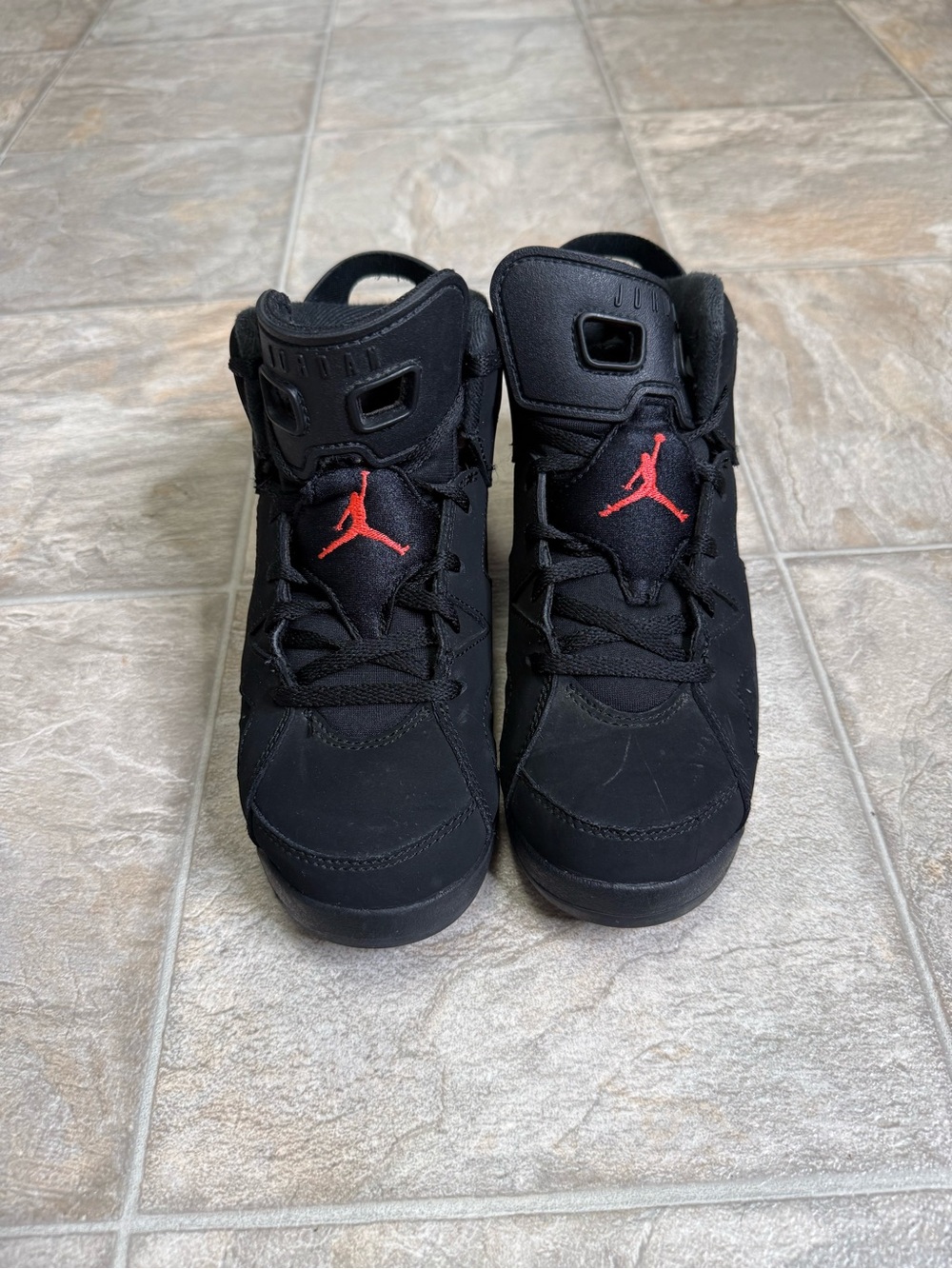 Air Jordan 6 Retro Black Infrared PS Shoe Size 3Y Black 384666-060 Preowned